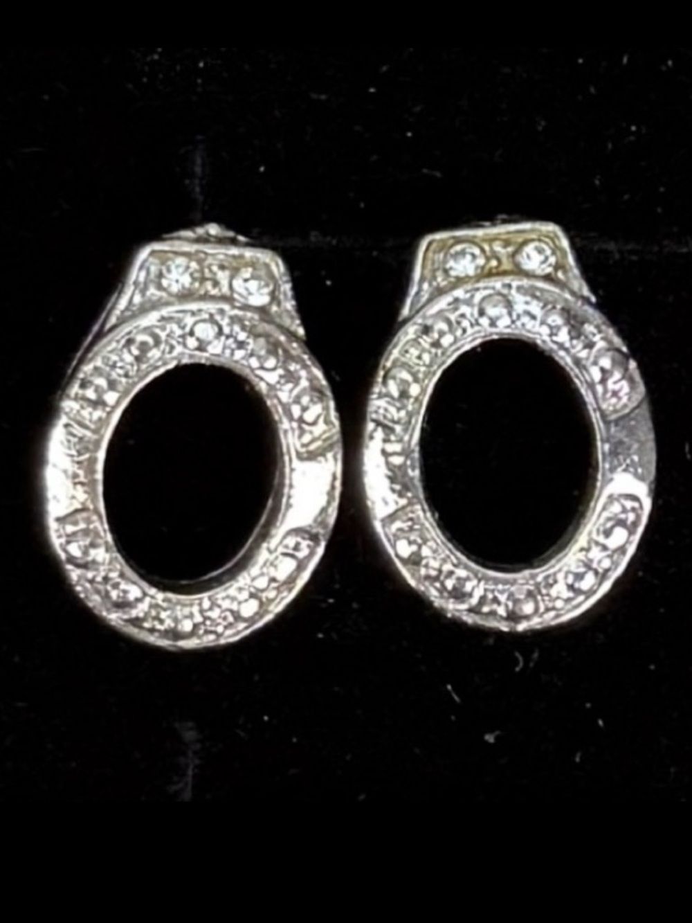 Vintage Aged Silvertone pierced earrings